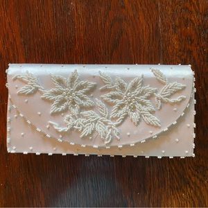 Vintage White Beaded Clutch